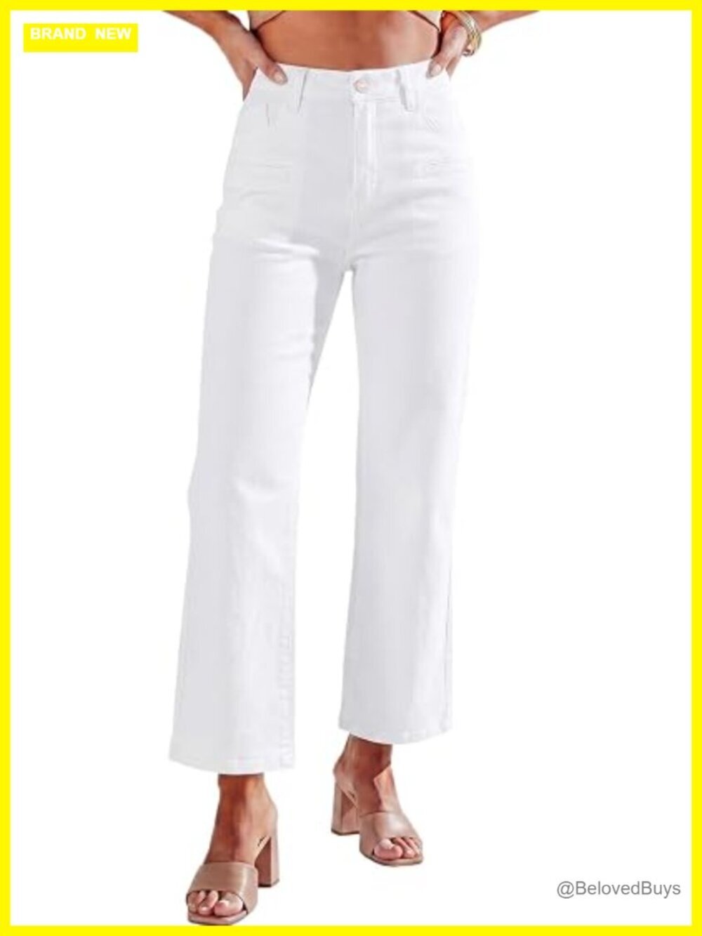 Women's Mid Rise Cropped Straight Leg Stretchy Denim Jeans
